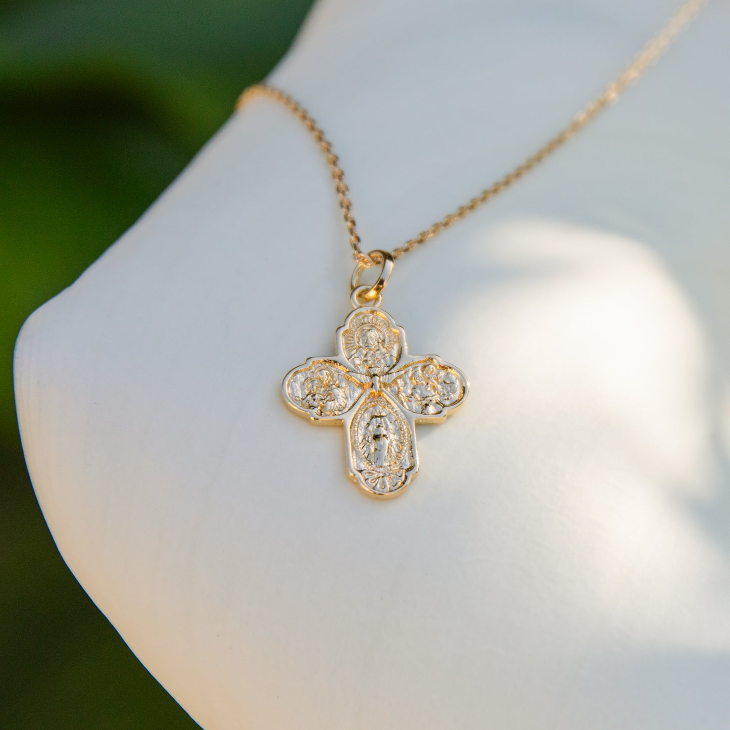 Four-Way Cross Necklace 18k Gold Filled