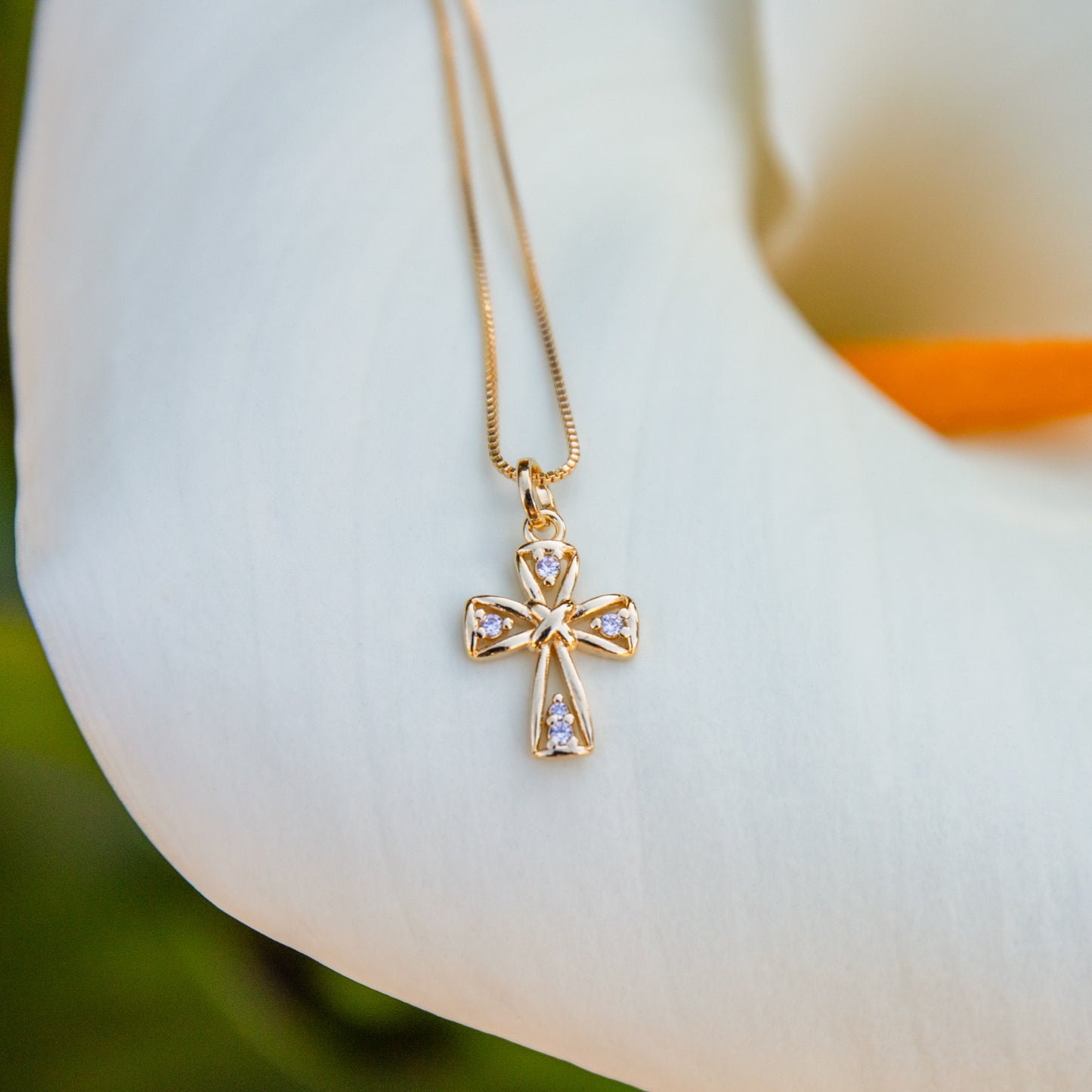 Cross Necklace, 18k Gold Filled