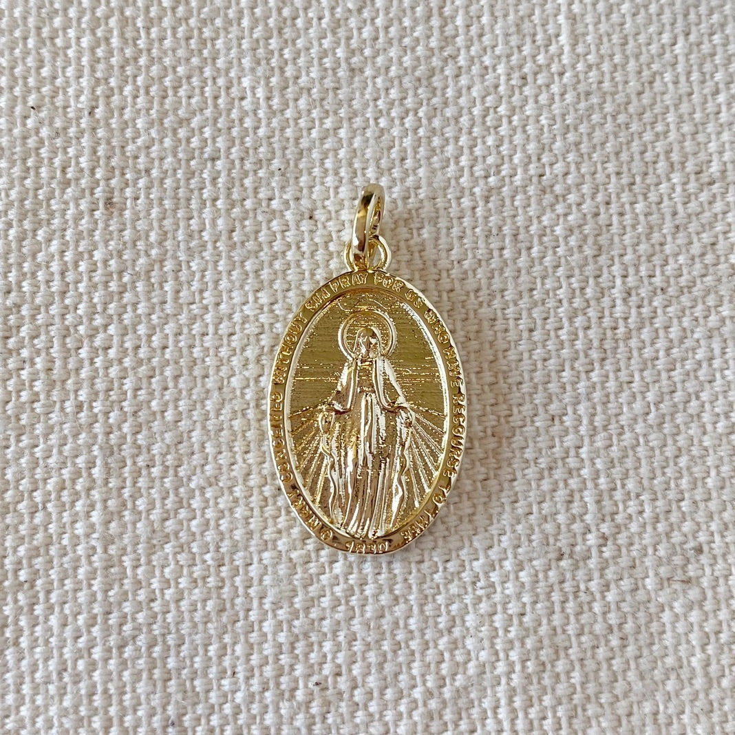 Lady of Grace Medal Necklace 18k Gold Filled