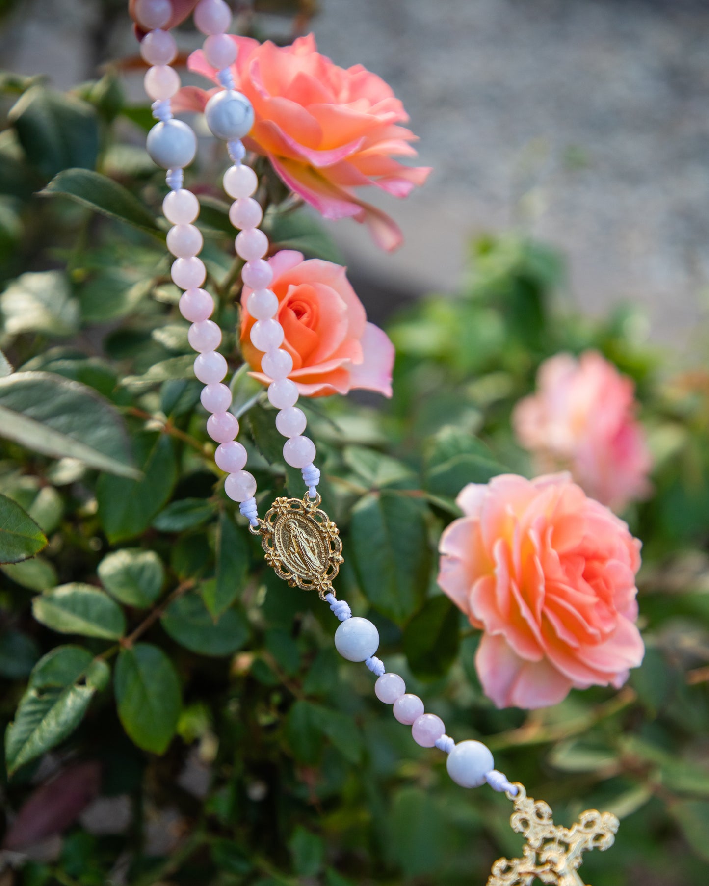 Rose Quartz and White Howlite Rosary
