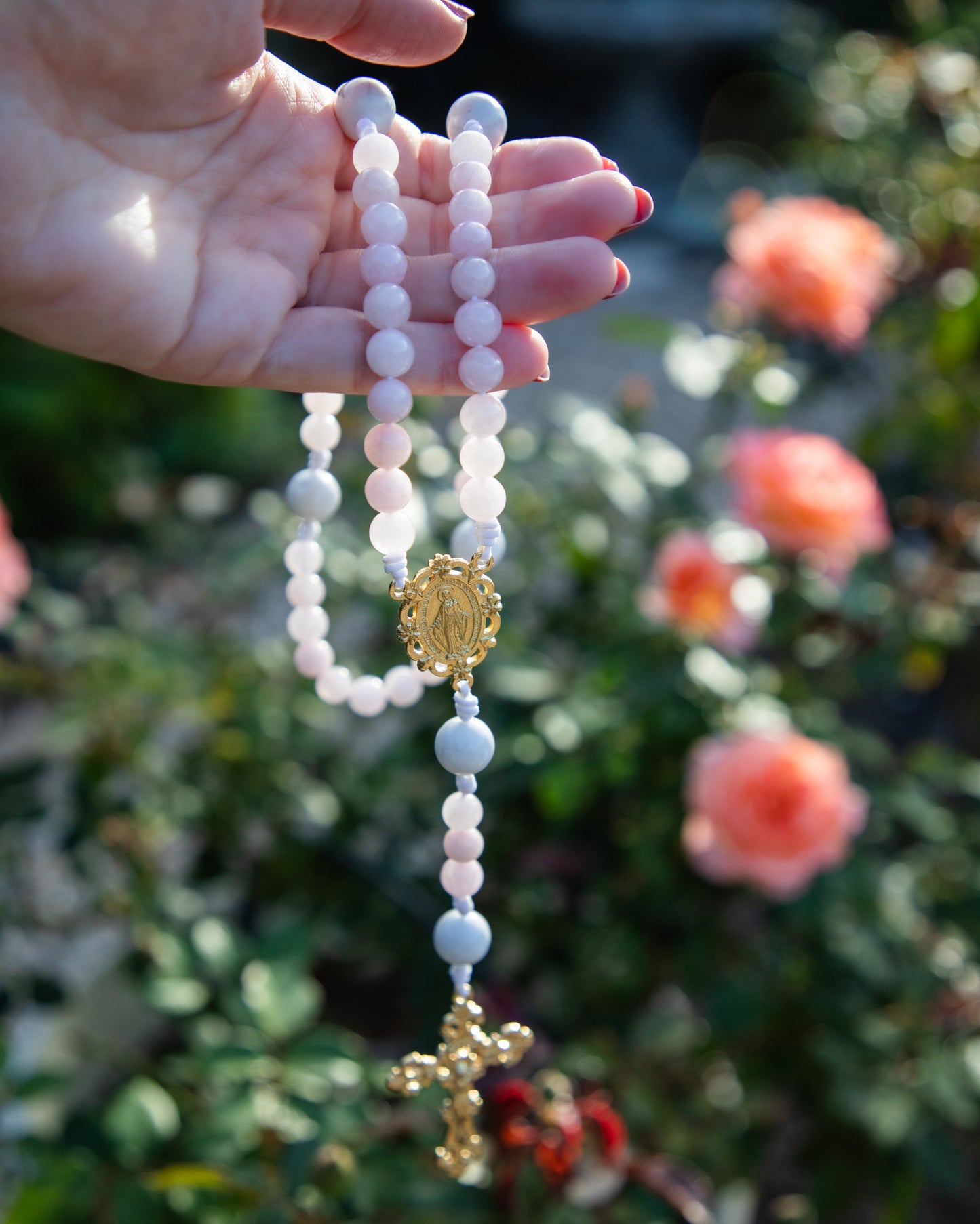 Rose Quartz and White Howlite Rosary