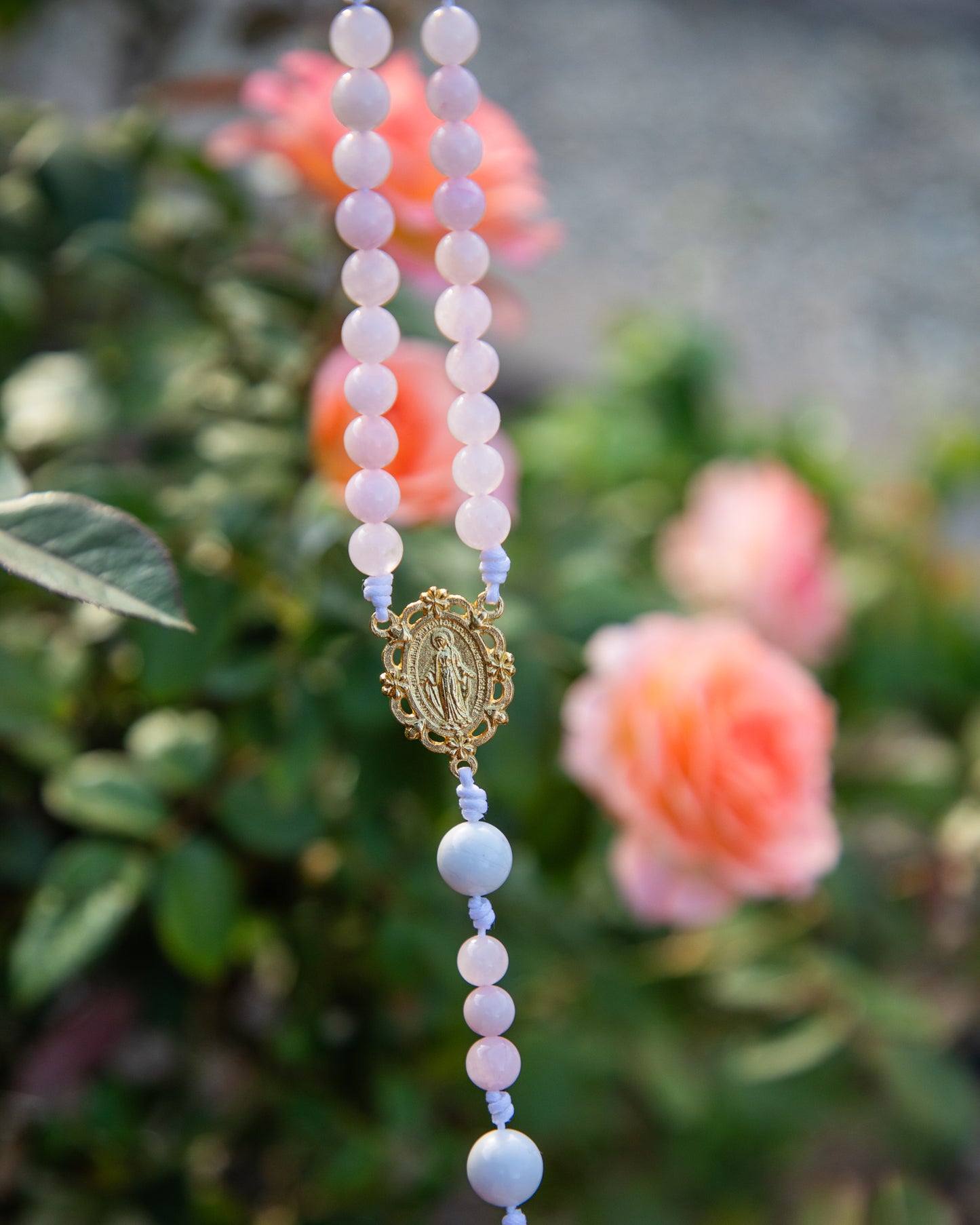 Rose Quartz and White Howlite Rosary